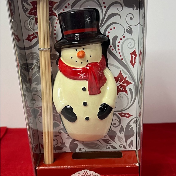 Christmas Snowman Ceramic Reed Difuser Apple Cinnamon New In Box Kitschy Vintage - Picture 2 of 6